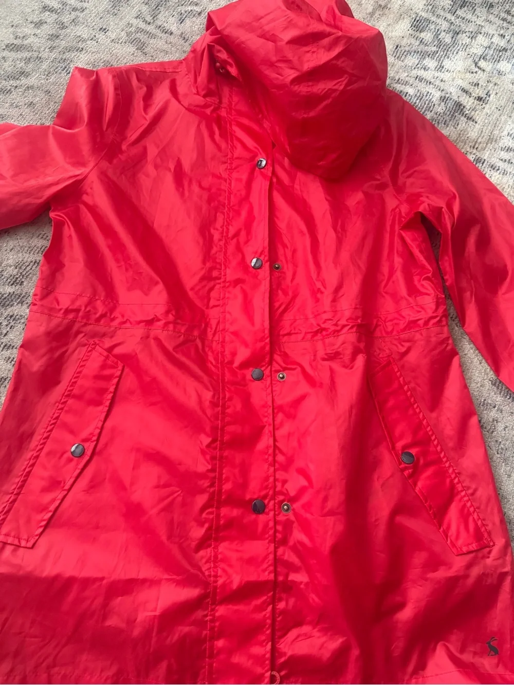 Joules Red Hooded Trench Coat - Picture 10 of 16